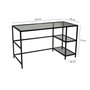 Hanah Home M101 Mesa de Estudio 130x60cm Cristal Templado y Metal Negro Diseño Moderno Industrial